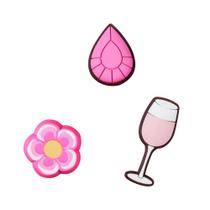 Jibbitz para prender rosa pack com 3 unidades unico