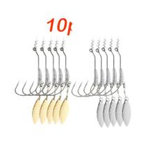 Jig Head Fish Hook com Spin Lock Pin, ganchos de aço carbono, isca de pesca macia, 2G, 3G, 4G, 10Pcs