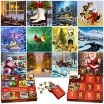 Jigsaw Puzzle Advent Calendar Mindmade 2024 com 12 x 100 unidades