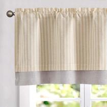 JINCHAN Cenefa de Lino a Rayas para Cortinas 16" Opaca Beige
