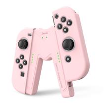 JINGDU Grip de Carregamento para Joy-Con do Switch Rosa em Formato de V