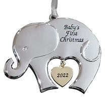 Jingle de Férias Meu Primeiro Enfeite de Natal - 2022 Bebês Primeiro Enfeite de Natal 2022 - Enfeite de Natal de Bebês Elefantes com Encanto de Ouro -1º Enfeite de Bebê de Natal 2022