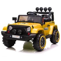 Jipe Elétrico 2 Motores 12V Carro Amarelo Criança Som - Toys Plus