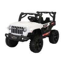 Jipe Elétrico Infantil 12V Branca Quadriciclo Controle 2em1