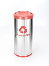 Jj.c41 - lixeira em aço inox com tampa meia esfera plástica 22l