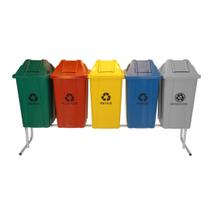 Jj.st17 - conjunto para coleta seletiva 60l com 5 lixeiras