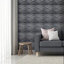 JK Kit 12 Placas 3D 50x50cm Ondas Preta