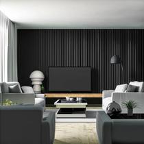 JK Kit 12 Placas 3D 50x50cm Ripado Preto