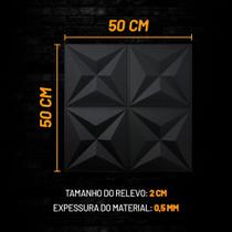 JK Kit 14 Placas 3D 50x50cm Estrela Preta