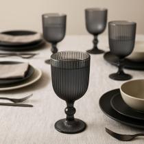 Jo 6 Taças Canela Grafite 380mlVidroElegante para Água Suco Vinho Mesa Posta Decorativa - Flashgoods