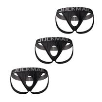 Jockstrap JOCKMAIL Cutout Low Rise Athletic para homens, pacote com 3 Jockstrap JOCKMAIL Cutout Low Rise Athletic para homens, pacote com 3