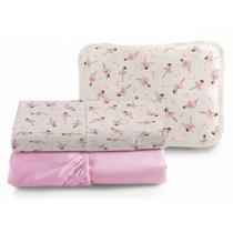 Jodo de Lençol Berço Americano Bebe Menina Estampa de Bailarina Macio Antialergico 3 peças