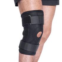 Joelheira Articulada Reforçada de Compressão Esportiva Neoprene Respirável Preta Unissex Ajustável Ortopédica Ergonômica Alívio Dores no Joelho