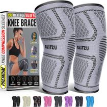 Joelheira BLITZU Compression para mulheres e homens, pacote com 2 unidades, cinza, XL