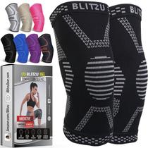 Joelheira BLITZU Compression para mulheres e homens, pacote com 2 unidades Jet Black M