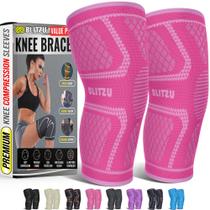 Joelheira BLITZU Compression para mulheres e homens, pacote com 2 unidades, rosa S Joelheira BLITZU Compression para mulheres e homens, pacote com 2 unidades, rosa S
