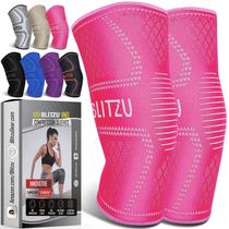 Joelheira BLITZU Compression para mulheres e homens, pacote com 2 unidades, rosa