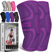 Joelheira BLITZU Compression para mulheres e homens, roxa, GG, pacote com 2