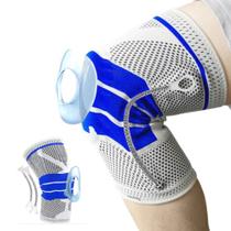Joelheira Compressão Pad Silicone Aço Flexível Estabilidade Futebol Esportiva Musculação Tênis Cross