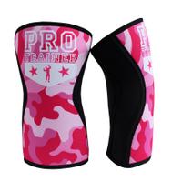Joelheira exercício funcional neoprene camuflado rosa tamanho p