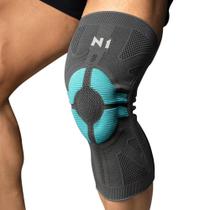 Joelheira N1 Sport Pro com haste Lateral e Gel Cinza e Azul