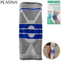 Joelheira sport com tensor elastico de compressao de nylon / spandex platina 31,5x17cm