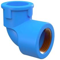 JOELHO AZUL 3/4 TIGRE SOLDÁVEL 90* PVC COM BUCHA DE LATÃO (25x3/4MM)