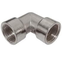 JOELHO COTOVELO FÊMEA 90º ROSCA 1/4 BSP EM LATÃO NIQUELADO