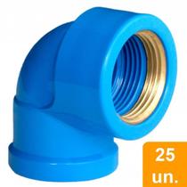 Joelho Soldável 90º Plastilit com Bucha Latão 25x3/4 Azul - Embalagem com 25 Unidades