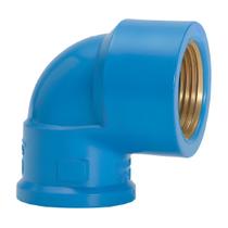 Joelho Soldavel Bucha Latão 90 25mm X 3/4 Pvc Azul Amanco