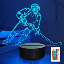 Jogador de hóquei no gelo 3D Night Light Lampeez com controle remoto Jogador de hóquei no gelo 3D Night Light Lampeez com controle remoto