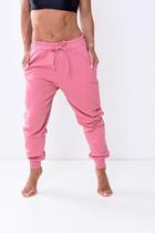 Jogger moletom rosa sanfonada com cadarço Jogger moletom rosa sanfonada com cadarço