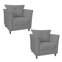 Jogo 02 Poltrona Estofada Com Almofada Isis Recepção Consultório Suede Cinza - LM DECOR Jogo 02 Poltrona Estofada Com Almofada Isis Recepção Consultório Suede Cinza - LM DECOR