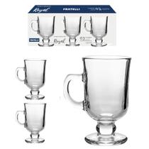 Jogo 03 Canecas Xícaras Taças de Vidro para Capuccino Café 130ml