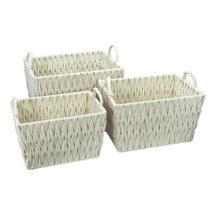 Jogo 03 Cestos Metal e Barbante Retangular