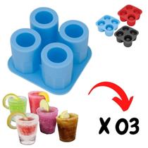 Jogo 03 Forma De Gelo Copo Drink Bebidas Molde Ice Shots