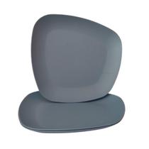 Jogo 03 Pratos Plastico Duro Resistente Refeições Azul