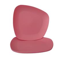 Jogo 03 Pratos Plastico Duro Resistente Refeições Rosa