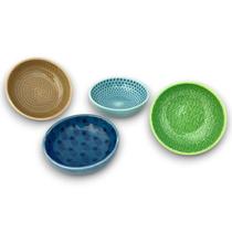 Jogo 04 Mini Bowl Tigela Cumbuca Cerâmica Coloridos 200ml
