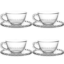 Jogo 04 peças Xícara para Chá com pires 200ml Diamante Cristal Ref:28533 L hermitage