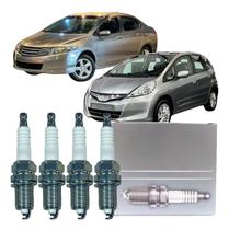 Jogo 04 Velas De Ignição Iridium Ngk Honda City Fit 1.4 1.5 16v 2008 A 2014