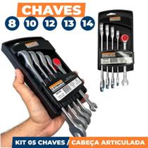 Jogo 05 Chaves Fixa e Catracada C/ Cabeça Articulada em Aço - Starfer