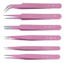 Jogo 06 Pinças Ponta Reta Curva Pontas Finas Costura Artesanato Uso Geral Mosaico Fuxico - Artmak