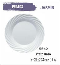 Jogo 06 Pratos Jasmin Raso Jantar - Almoço - 25Cm Branco