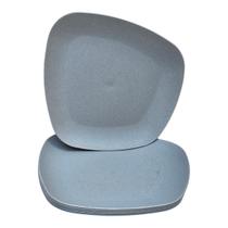 Jogo 06 Pratos Plastico Duro Resistente Refeições Cinza