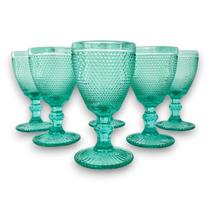 Jogo 06 Taças Água Relevo Bolinha Verde Tiffany Vidro 230ml Jogo 06 Taças Água Relevo Bolinha Verde Tiffany Vidro 230ml