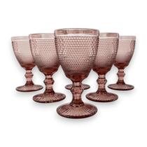 Jogo 06 Taças de Água Bolinha em Vidro Marsala Roxa 230ml Jogo 06 Taças de Água Bolinha em Vidro Marsala Roxa 230ml
