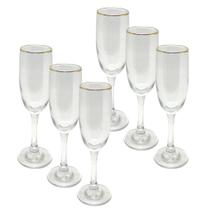Jogo 06 Taças De Champagne Borda Dourada 160ml Perfeita para comemoração eventos para bebidas