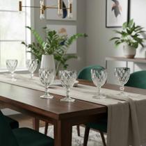 Jogo 06 Taças Vidros Elegantes Cristal Brilhoso 340ml Diamond Agua Luxo Taça de Vidro Duhome