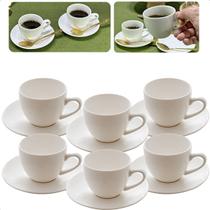 Jogo 06 Xicaras De Café Com Pires Porcelana Branca 100ml - Lyor